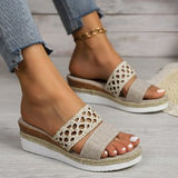 High-Heeled Slippers Women 2025 New Large Size 43 Rope Bottom Thick Bottom Fish Mouth Sandals Women HZ0115