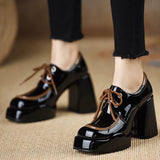 Coarse Heel High-Heeled Women 2025 Spring New Waterproof Table Lace Women's Shoes Temperament Coarse Commuting Deep Mouth Single Shoes HZ0115