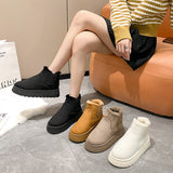 20 Autumn And Winter New Women's Thick Snow Boots Cotton Shoes Warm Plus Velvet Round Head Jacket Cotton Boots 43 HZ0115