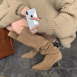 Large Barrel Pile Pile Boots Pointed Long Boots Women And High Boots High And Coarse Legs Over The Knee Boots HZ0115