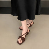 2025 New French Temperament With Square Slope And Niche Design And Commuting High Heel Sandals Woman HZ0115