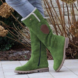 2025 Winter New Long-Winded Snow Boots Side Zipper Tumbling Through The Round Head High-Twind Lady Large Size Snow Boots HZ0115