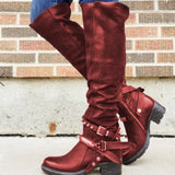2025Wish New Belt Buckle Boots Women's Boots Coarse And Medium Size 40-43 HZ0115