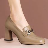 Square Waterproof Table Single Shoes Women's Coarse Heels 2025 Spring New Fashion Baile Shoes Women's Shoes HZ0115
