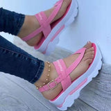 New Sandals Women's Autumn And Summer Leisure Daily Walking Clip Thick Soles Increase 43 Large Size Women's Shoes HZ0115