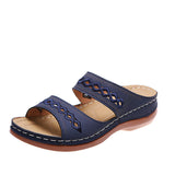 2025 New Large-Size Slippers Retro Car Line Anti-Slip Round Slope And Comfortable Word Cool Slippers Woman HZ0115