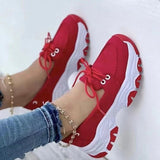Large-Size Single-Shoe Women's Spring And Autumn New Round Head Thick Bottom Low Help With Flat-Bottomed Casual Sports Shoes Women HZ0115