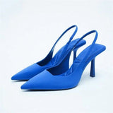 Large-Size High-Heeled Sandals Baotou Behind The Empty Stumbling Stumbling New Shallow Tip Single-Shoe Fine Heel High Heels HZ0115