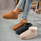 Snow Boots Women In The Autumn And Winter Of 2025 New Korean Version Of The Round Head With Velvet Warm Leisure Flat Cotton Shoes HZ0115