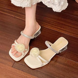 2025 Summer New Word Water Diamond Mountain Tea Transparent Crystal And Temperament And High And Cool Slippers Woman HZ0115