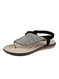 Large-Size Summer New Women's Glass Water Drill Weaving Large-Size Word Slope And Women's Sandals HZ0115
