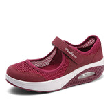Large-Size Single-Shoe Women 2025 New Air Cushion Low-Top Magic Sticker Light Single-Shoe Solid-Color Mesh Women's Shoes HZ0115