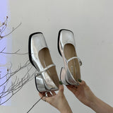 Spring 2025 New Square Heel Mary Jane Shoes British Wind Head Black Leather Shoes Lefu Single Shoes HZ0115
