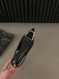 French Flat-Bottomed Black-Headed Sandals Fairy Shoes 2025 New Spring And Summer Pointed Drill Temperament Single Shoes HZ0115