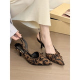 Temperament Tip Wrinkled Folded Back Empty Sandals Women Spring 2025 Gentle High Heel Single Shoes HZ0115