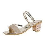 Korean Version Of The Heel Sandals Woman 2025 New Comfortable Coarse Fashion Sleek One Shoe Two Wearing One-Character Buckle Sandals HZ0115
