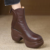 Small Thick 8Cm Slope With Leisure Short Boots Female Super High And Leisure Round Head After Zipper Coarse And Chelsea Boots HZ0115