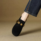 Great Look! Scrub Retro Gold Buckle Coarse Heel Lefu Single Shoes Women Heel Grandmother Shoes HZ0115