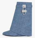 Winter New Large Cylinder Lock Skirt Side Of The Super High Slope And Round Scalp Face High And Zipper Short Boots Woman HZ0115