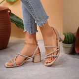 Fashion Sandals Female Fairy Wind 2025 New Thick Heel Water Drill With High Heel Shoes Large Size Two Wearing Slippers HZ0115