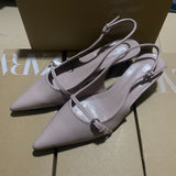 Spring 2025 New Patent Leather Fine Heel Sandals With Sharp Head Back Empty Cat Root Muller 4086 HZ0115