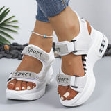 Net Red Slope Heel Sandals Women Large Size Fish Mouth Small Pine Cake Sports Sandals 8Cm Women's Shoes Thick Soles HZ0115