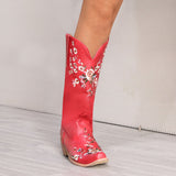 Mid-Up 2025 Autumn And Winter New With Embroidery 40-43 Large Size In The Cylinder Women's Boot Tide Boots HZ0115