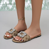 2025 Spring And Autumn New Large-Size Type Flat Bottom Water Drill Fashion One Foot Lazy Slipper Woman HZ0115