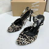 ZA Home 2025 Leopard High Heels Women With Fine Heel Temperament Beautiful Sister Sexy Fashion Sandals HZ0115