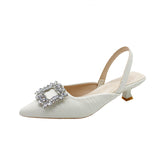 Baotou Sandals Women's 2025 New French Gentle Water Diamond Head After Tripling Coarse Heel High Heel High Heel Shoes HZ0115
