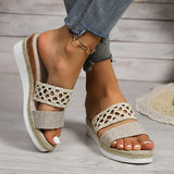 High-Heeled Slippers Women 2025 New Large Size 43 Rope Bottom Thick Bottom Fish Mouth Sandals Women HZ0115