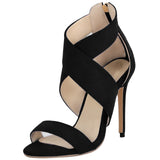 2025 Summer New Fashion Sexy Word Cross-Head With Sharp Tip Ultra-High Fine Sandals Large Size HZ0115