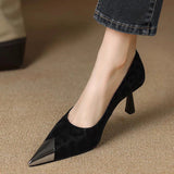 Fall 2025 New French Retro Leopard Tip High Fine Heel Singles Female Fashion Temperament Metal Head HZ0115