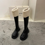 Thick-Bottomed Brown Long-Heeled Knight Boots Women's Shoes 2025 New Autumn And Winter Plus Velveled Winter Shoes Snow Boots HZ0115