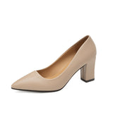 Fashion Single Shoes Women's Coarse Heel 202 Spring New Pointed Work Shoes Shallow One-Foot Pedal Korean Version Of High Heel Simple HZ0115