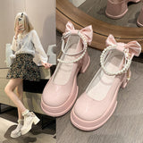 Mary Jane Shoes Women Spring And Autumn New High Heels French Coarse Heel Shoes Thick Sole Small Leather Shoes HZ0115