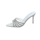 High Heels Summer New Water Drill Sandals Thin Heel Toe Sexy Word With Fairy Wind Wearing Cold Slippers HZ0115