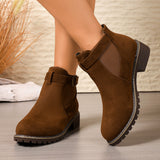 Vintage Short Boots Women's New Short-Box Retro Coarse And Flat-Bottomed Martin Boots Side Zipper British Style Women's Boots HZ0115