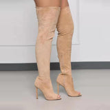 Xiyin New Lady Over Knee Boots Side Zipper Fish Mouth High Fine And Large Size Over Knee Elastic Boots HZ0115
