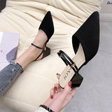 Sharp Head With Coarse Heel Cool Slippers Half-Dragging Sandals Women's Summer 2025 New Breathable Cloth Wear HZ0115