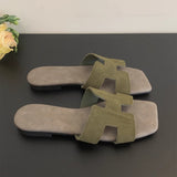Slippers Women Wear Summer New Korean Cool Drag Soft Flat Bottom One-Word Drag Seaside Beach Shoes HZ0115
