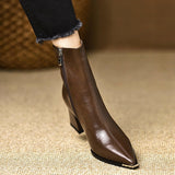Maillard Retro Fashion Metal Sharp Head And Fashion Boots Autumn And Winter New Plus Velvet Temperament Short Boots HZ0115