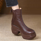Small Thick 8Cm Slope With Leisure Short Boots Female Super High And Leisure Round Head After Zipper Coarse And Chelsea Boots HZ0115