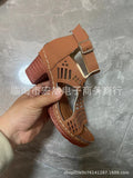 Large-Size Women's Shoes 2025 Summer New Coarse Heel High-Heeled Shoes Hollow Fish Mouth Sandals Women HZ0115