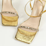 Women's Water Drill With Cross-Crossed Ankle Belt With Shaped Sandals Gold High Heels Super High Heels HZ0115