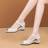 Sandals Women's 2025 New Summer Wear Soft Base Heel Heel Hollow Fish Mouth Women's Shoes HZ0115