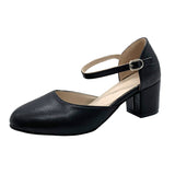High-Heeled Women's 2025 Four Seasons New Round Head Simple Shallow Single Shoes Women's Buckle Thick Heel High Heels Women's Shoes HZ0115