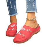 National Wind Flowers Baotou Slippers Women's Shoes Large-Size Round Head Head And Fashion Wear Half Slippers HZ0115
