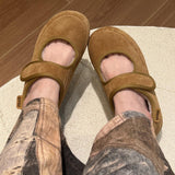 The Thick Soles Of The High Mary Jane Shoes Plus Velvet Women 2025 Autumn And Winter Magic Sticker Casual Hairy Shoes HZ0115