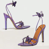 Source Of Women's Pointed Three-Dimensional Butterfly High Heel Sandals Women's Shoes Party Purple High Heels HZ0115